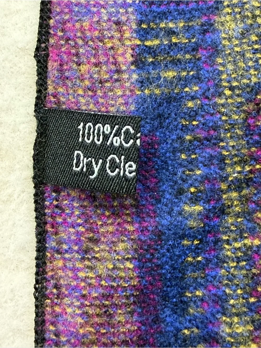 100% Cashmere Blue & Purple Geometric Scarf